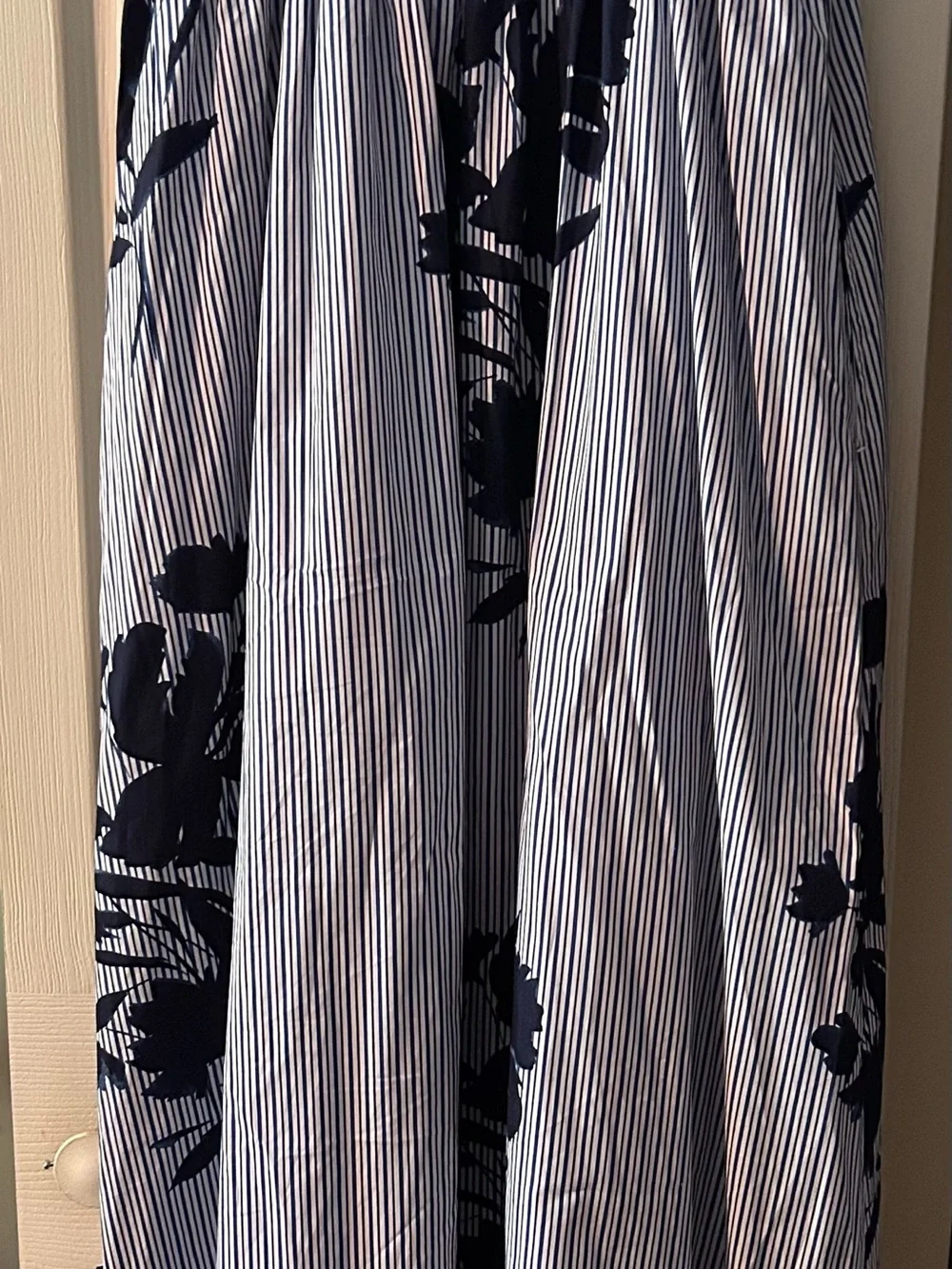 Navy Floral Stripe Maxi Dress